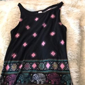 A black tank with patterns